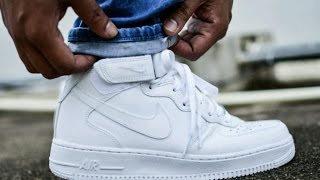 Nike Air Force 1 Mid White on White  Unboxing and On Feet Review [upl. by Lankton]