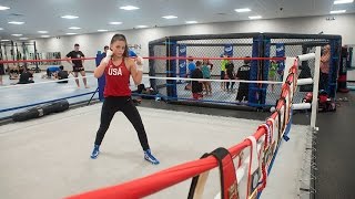 Alexis Lavarine 14year old girl boxer training for the Olympics [upl. by Nyladnohr]