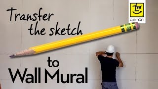 How to Transfer Sketch to Wall Mural  Making the grid for a mural easily [upl. by Enrobso607]