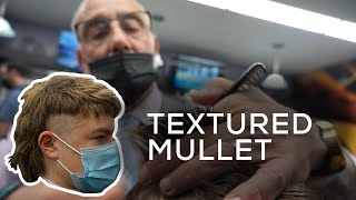 Textured Mullet Haircut  New York Barbers [upl. by Nosak813]