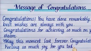 Message of Congratulations  Congratulations message  English writing  handwriting  Eng Teach [upl. by Preciosa114]