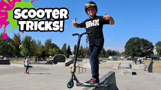 Scooter Skatepark Tricks First Time [upl. by Bornie]