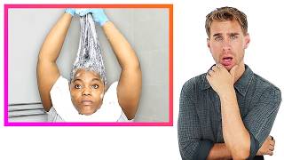 Hairdresser Reacts To CHAOTIC First Time Relaxers AtHome Scary [upl. by Sukramaj]