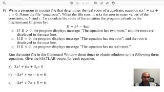 MATLAB  Quadratic Formula [upl. by Cleland]