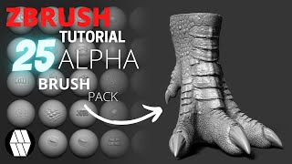 ZBRUSH Tutorial  25 Alpha Brush Pack Demonstration [upl. by Gilliam]