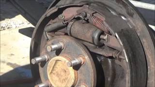 Changing wheel cylinder and bleeding brake on Dodge pickup [upl. by Turley]