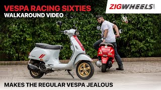 Vespa Racing Sixties Walkaround  BS6 Updates Style Features amp More  ZigWheelscom [upl. by Carmelia]