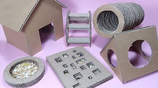 7 Easy Cardboard DIYs For Hamsters amp Mice [upl. by Adialeda]