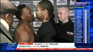 Dereck Chisora kisses Carl Baker during a staredown [upl. by Bryan]