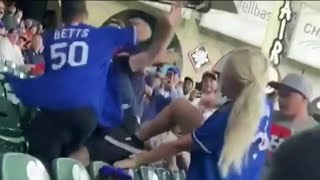 Fight breaks out between Astros Dodgers fans [upl. by Dnalrah819]