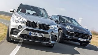 MonsterDuell  BMW X5 M vs Porsche Cayenne Turbo 2015 [upl. by Ranee292]