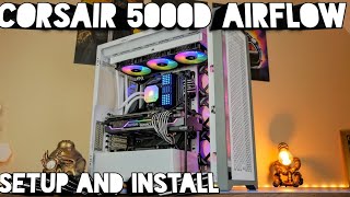 Corsair 5000D Airflow build with 12 fans H150i Elite Capellix Push Pull indepth build guide [upl. by Valsimot]