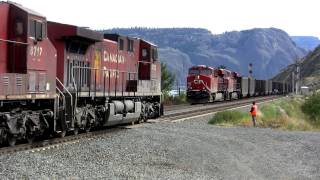 Canadian Pacific coal train cross at Kamloops Lake [upl. by Ative]