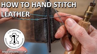 How to Hand Stitch Leather  Saddle Stitch Tutorial Beginner Leatherwork [upl. by Anwahsak]