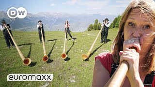 Trying To Play The Traditional Swiss Alphorn  Quirky Customs [upl. by Schwejda]