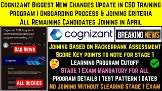 Cognizant New Changes in FTE Onboarding Process amp Joining Criteria  Training Program  Joining Date [upl. by Pliner916]