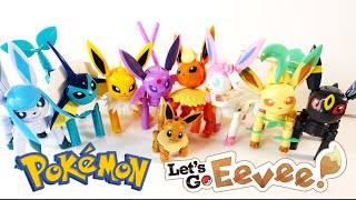 All Evolutions of Eevee  Pokemon Every Eevee Evolution Mega Construx [upl. by Ecirtemed]