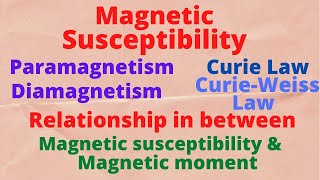 Lecture 03  Magnetic susceptibility Paramagnetism and Diamagnetism Curie Law and Curie weiss law [upl. by Gleich930]