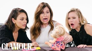 Mila Kunis Kathryn Hahn amp Kristen Bell Review Kids Toys  Glamour [upl. by Gingras]