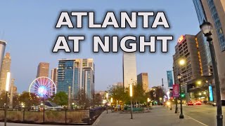 Downtown Atlanta At Night  4K Walking Tour [upl. by Farah]