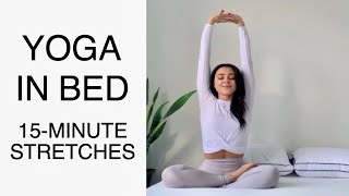 Yoga In Bed  15Minute Relaxing Stretches [upl. by Pelag]