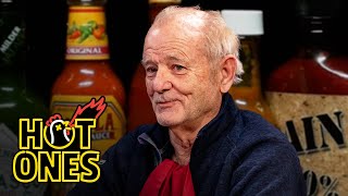 Bill Murray Doesn’t Flinch While Eating Spicy Wings  Hot Ones [upl. by Sidman]