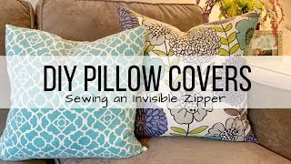 DIY PILLOW COVERS  INVISIBLE ZIPPER TUTORIAL  SPRING HOME DECOR [upl. by Mersey]