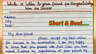 Write a letter to your friend for congratulation him on his success  Informal Letter [upl. by Fabozzi]