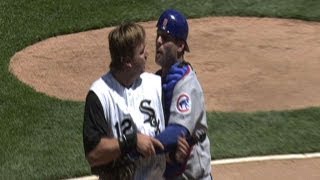 Cubs White Sox brawl after homeplate collision [upl. by Culbert]