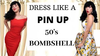 How to dress like a 50s feminine bombshell  Pinup Vintage inspired Outfits [upl. by Saihttam]