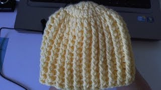 How to crochet Easy Ribbed Beanie  Hat Style 1 [upl. by Nnep]