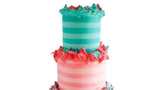 SUPER CUTE Striped buttercream CAKE tutorial Rosies Dessert Spot [upl. by Francene]