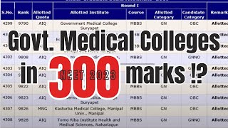 NEET 2023  Govt medical college at 300 marks  85 State Quota Vs 15 AIQ  neet neetcutoff [upl. by Kartis]