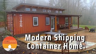 Modern Container Home Built w 2 40ft Containers  8ft Bridge [upl. by Acinomal]