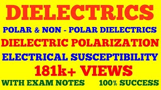 DIELECTRICS  NON POLAR amp POLAR DIELECTRICS  DIELECTRIC POLARIZATION  SUSCEPTIBILITY  WITH NOTES [upl. by Skelly]