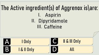 MCQ61Foreign Pharmacy Exam PrepAggrenox [upl. by Whitcomb716]