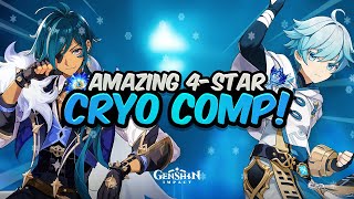 AMAZING 4 STAR TEAM WITH NEW CRYO SET Kaeya amp Chongyun Crazy DPS  GuideShowcase  Genshin Impact [upl. by Aisatsanna]