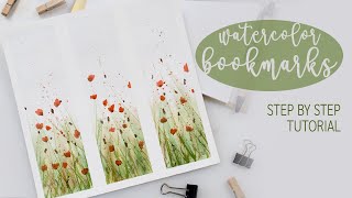 Watercolor POPPIES bookmarks  real time tutorial for beginners [upl. by Ynavoj]