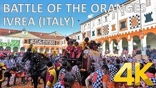 BATTLE OF THE ORANGES Carnival of Ivrea – Italy 🇮🇹 4K [upl. by Aiasi]