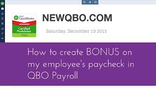 QuickBooks Online Payroll How to create BONUS paycheck for your employee in QBO Payroll [upl. by Lachish54]