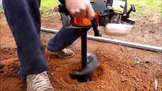 2 Stroke Post Hole Digger  BAUMR AG Earthauger HOLE IN ONE [upl. by Notsreik]