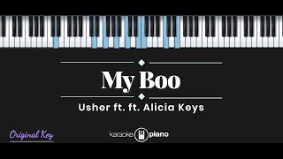 My Boo  Usher ft Alicia Keys KARAOKE PIANO  ORIGINAL KEY [upl. by Mateya]