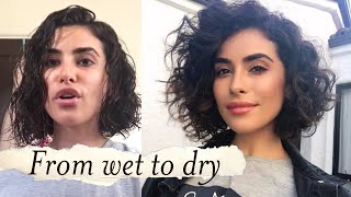 How to Style Short Curly Hair  WET TO DRY Tutorial [upl. by Tatianna]