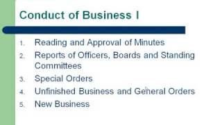 Roberts Rules of Order Conduct of Business I 13 [upl. by Neiman]