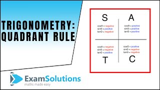 Trigonometry  Quadrant rule  Solving Sin θ  negative value  ExamSolutions [upl. by Bensky466]