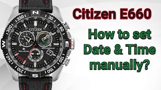 How to set Time amp Date Citizen Eco Drive AT E660 Radio Controlled WR200 [upl. by Amalee75]