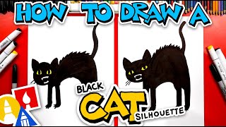 How To Draw A Black Cat Silhouette For Halloween [upl. by Yereffej]