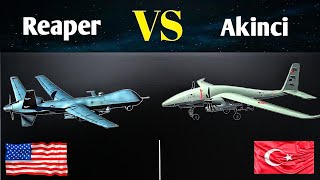 MQ9 Reaper VS Bayraktar Akinci Combat Drone  Turkish Vs Americas Military Drone [upl. by Asilrac25]