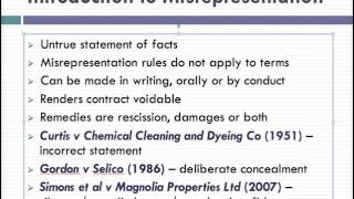 Misrepresentation Lecture 1 of 4 [upl. by Suoilenroc]