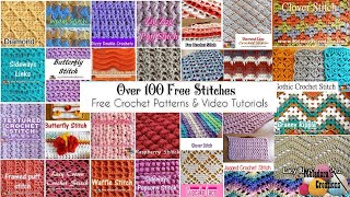 OVER 100 Crochet Stitch Tutorials amp Patterns 🌻🍀 [upl. by Pump]